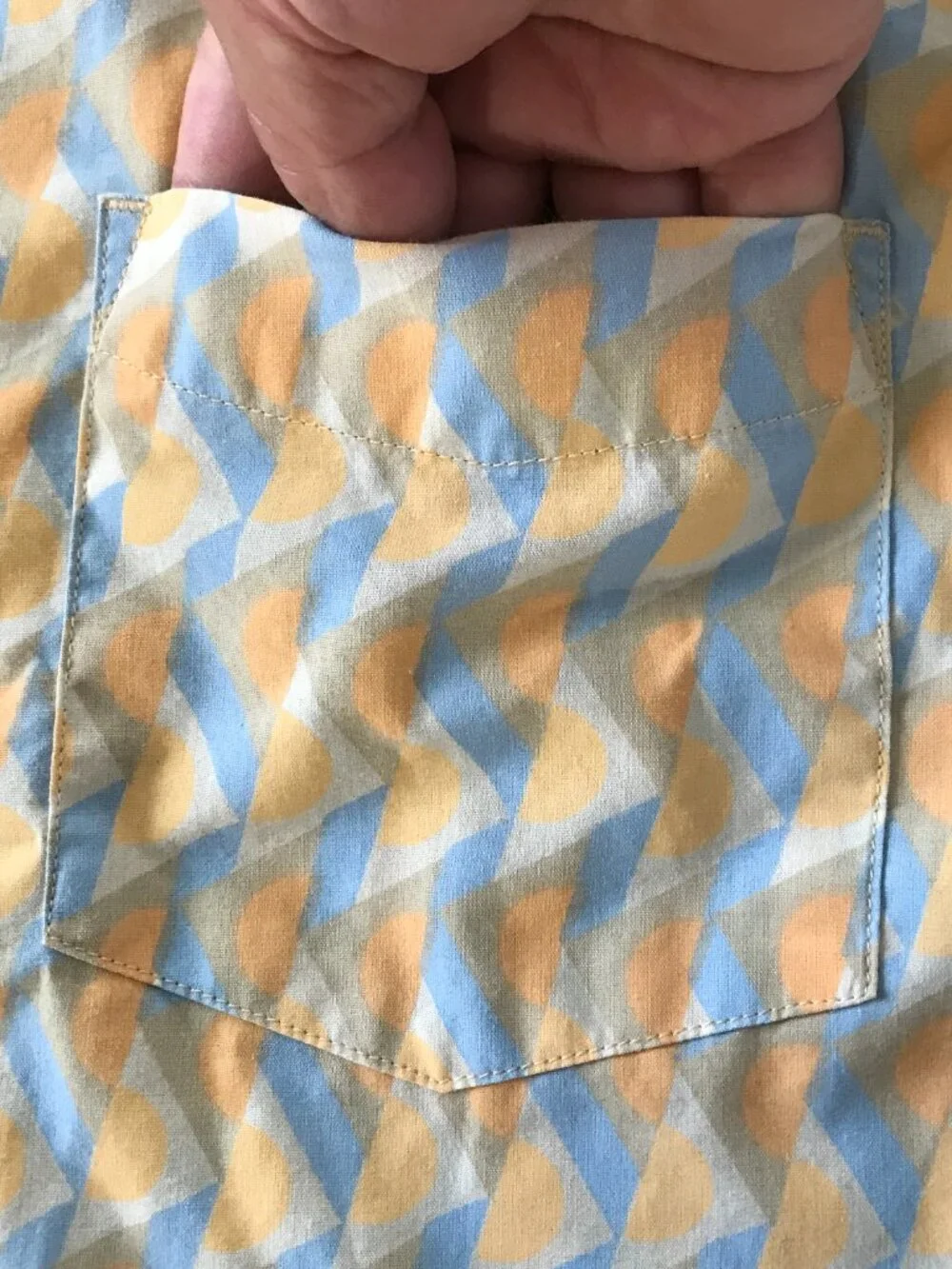 Prana Standard Fit Shirt Men L Yellow Geometric Button Up Pocket Short Sleeve